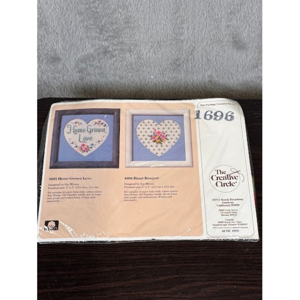 Vintage Creative Circle Cross Stitch Kit 1696 Heart Bouquet Home Grown Love 1988